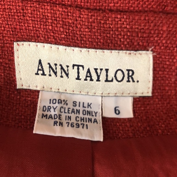 Vtg 90s Y2K ANN TAYLOR Size 6 Longline Blazer 100% Nubby Silk Pumpkin Spice FALL - Picture 12 of 16